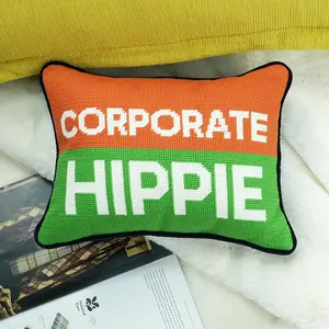 SHN020 Corporate And Hippie Letter Designer Needlepoint Pillow Embroidered Colorful Decorative Pillows for Couch Gift