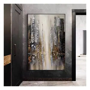 ArtUnion Big Abstract Golden silver foil Art Handmade Canvas Oil Painting for Home Wall Art Decor living room