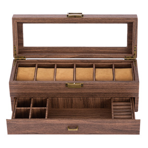 Boîte à montres en bois pour dropshipping Shopify, organiseur de bijoux, étui de rangement en cuir PU, boîte cadeau rétro pour montres et bijoux - Product Image 2