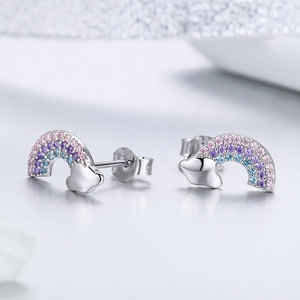 ขายส่ง925เงินสเตอร์ลิงสีรุ้ง zircon ต่างหูสวยงามต่างหูสำหรับสตรีอินเทรนด์ปาร์ตี้ต่างหู SCE578 <span class=keywords><strong>bamoer</strong></span> - Product Image 3