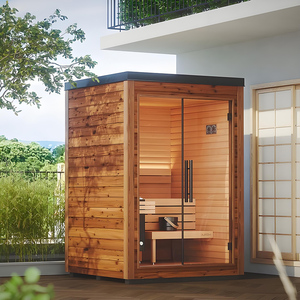 Sauna extérieur de luxe <span class=keywords><strong>pour</strong></span> 4 <span class=keywords><strong>personnes</strong></span> en épicéa, design en cube, vestiaire, chauffage à vapeur, villa spa - Product Image 5