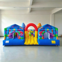 Château gonflable double à thème blocs de construction, aire de jeux gonflable intérieure, combo gonflable pour tout-petits, centre d'apprentissage précoce