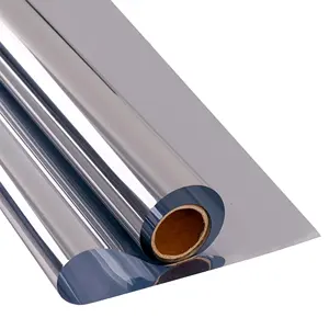 Película de vinilo reflectante para ventana, pegatina de espejo de una vía para aislamiento térmico, Anti-uv, para protección de vidrio, color plata