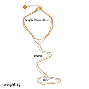 Pulsera de Dedo de Acero Inoxidable 316L Antideslustre con Baño de Oro PVD de 14k/18k y Circonitas, Cadena de Mano para Novia, Anillo de Pulsera para Mujer - Product Image 6