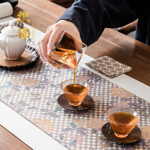 Zhijinxi Brocade Tea Mat Set 2M 2.5M Double Sided Reusable Tea Ceremony <b>Table</b> <b>Runner</b> - Product Image 3