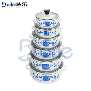 Batterie de cuisine émaillée <span class=keywords><strong>en</strong></span> <span class=keywords><strong>fonte</strong></span> de 14/16/<span class=keywords><strong>18</strong></span>/20/22/24 <span class=keywords><strong>cm</strong></span> personnalisée, ensemble de 6 pièces, vaisselle <span class=keywords><strong>en</strong></span> émail, casserole - Product Image 1