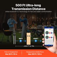 Smart App termometer memasak BBQ Digital, pengukur suhu Digital nirkabel dengan kontrol jarak jauh