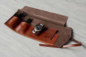 Pochette de montre en cuir véritable avec <span class=keywords><strong>4</strong></span> fentes Organisateur de voyage Sac de rangement pour bijoux