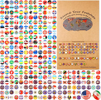 291 épingles à tête ronde en plastique Art Déco, motifs drapeaux nationaux, pour dessin créatif et cartes de voyage mondial