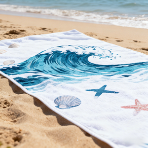 Serviette de plage, de piscine et de yoga en coton épais de haute qualité, design soleil personnalisé, 100% coton, taille personnalisée - Product Image 2