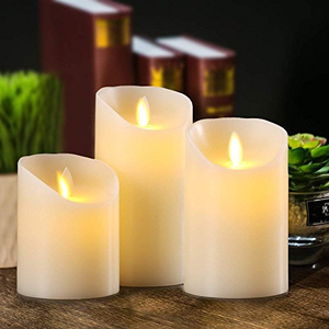 Lot de 3 bougies LED à piles avec minuterie, en cire véritable, sans flamme, effet vacillant, avec télécommande - Product Image 5