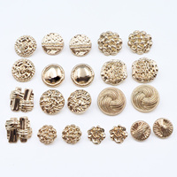 Boutons personnalisés multi-styles en alliage de zinc doré, filigrane, creux, à motif floral, en forme de dôme, en spirale, pour marques de mode de luxe