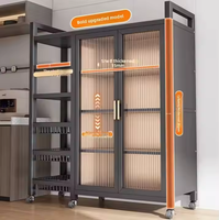 Étagère de Rangement Circulaire à 5 Niveaux en Métal pour Fruits et Légumes, Grand Panier de Cuisine avec Roues pour Salle de Bain et Rangement de Pots