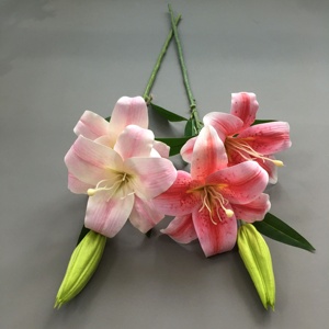 T-SG bán buôn hoa nhân tạo 3 đầu Lily cho nhà đám cưới bên vườn cửa hàng văn phòng hội trường cửa hàng trang trí - Product Image 3