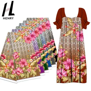 Fashionable Latest Design Floral Leaf Stock Item Polynesian Style Women Dress Printed Fabric For Garment