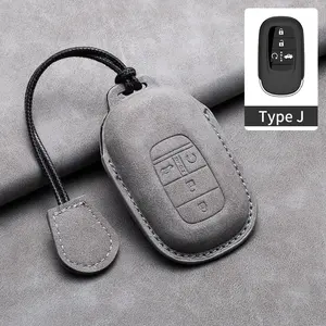 Housse de télécommande de voiture à 4 boutons pour <span class=keywords><strong>Honda</strong></span> HR-V CR-V CRV <span class=keywords><strong>Civic</strong></span> Accord 2021 2022 2023 <span class=keywords><strong>Porte</strong></span>-clés <span class=keywords><strong>porte</strong></span>-clés en cuir pour voiture - Product Image 5