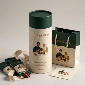 Caja de Regalo Redonda de Cartón de Lujo con Tubo de Papel para Empaque de Dátiles, Personalizable con Logotipo, Fabricación OEM - Product Image 1