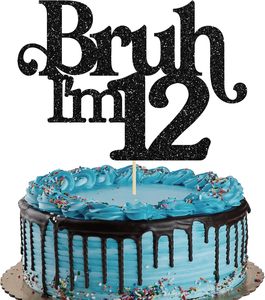1 pièce Décoration de gâteau 'Je suis de 12 ans' à paillettes, pour l'<span class=keywords><strong>anniversaire</strong></span> de 12 ans, fournitures de fête - Product Image 1