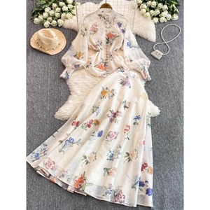 Cao Đường Phố Retro In Phong Cách Nhẹ Nhàng Apricot Áo Sơ Mi Thiết Lập Cho Phụ Nữ Của Mùa Đông 2025 Thiết Kế Mới Duy Nhất Ngực Hai Mảnh Bộ - Product Image 1