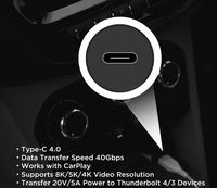 Nouveauté 100W 40Gbps 20V5A montage sur panneau USB 4 Type C câble de charge rapide 5A Thunderbolt 3 4 tresse Compatible pour Carplay