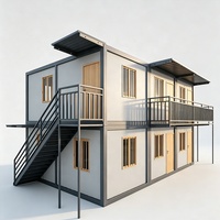 Casa Contenedor Prefabricada de Diseño Personalizado Directo de Fábrica, de 2 Pisos, con Concepto Abierto, para Alojamiento Ligeramente Turístico junto al Mar, con Ventanas de Plástico y Acero, Balcón y Estilo Hotel