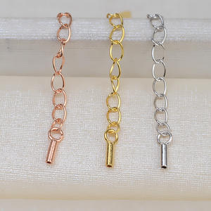 10 chaînes en argent S925 faites à la main, extension de 5 cm avec joint de queue, extension de manchette plaquée or 14 carats pour collier et bracelet 1851 - Product Image 3