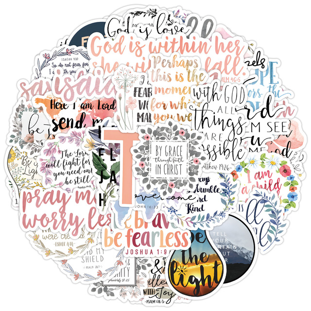 50PCS Inspirational Quote Save by Grace Jesus Christian Bible Verse Sticker
