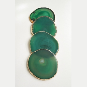 Luxury Green Agate Stone Coaster Set with Gold Edge Decorative Drink Coasters Heat Resistant <b>Table</b> <b>Protectors</b> for Home Office - Product Image 2