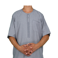 Vêtement pour homme adulte sans col à manches courtes, style marocain, thobe de prière avec pantalon