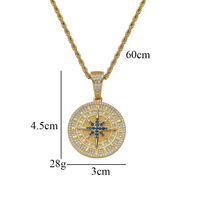 Hip Hop Cuivre Boussole Boussole Pendentif Couple Hommes et Femmes ins Cuivre avec Zircone Rap Collier