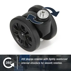 2 шт., STLN-2 запасные колесики для тележки, чемоданы, багажные ящики, двухрядные 360 °, Ремонтный комплект, тяжелые колеса - Product Image 3