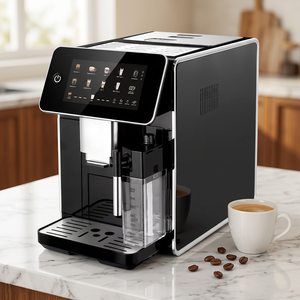 Cafetera inteligente totalmente automática con molinillo incorporado, pantalla táctil y autolimpieza para uso familiar. - Product Image 1