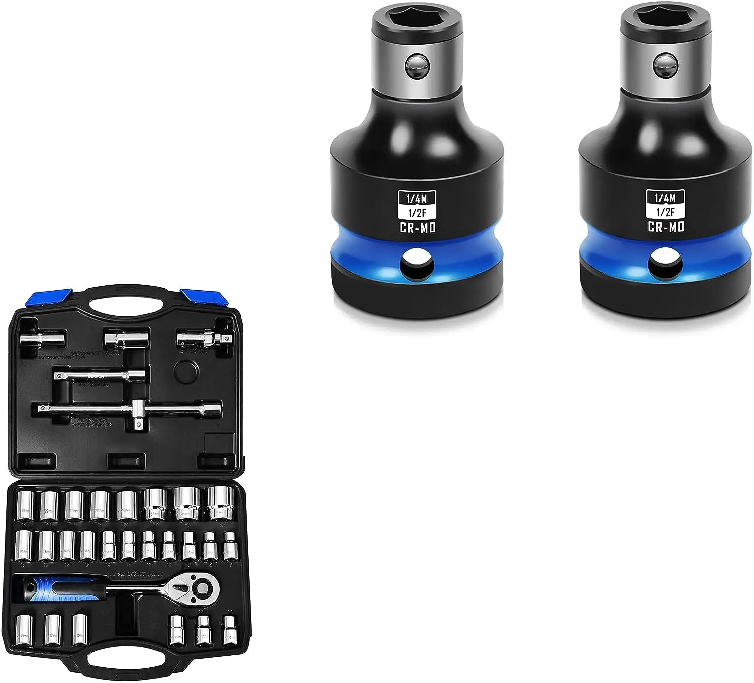 Gute Qualität 2 Stück Impact Bit Holder 1/2 ''Drive To 1/4'' Hex 32 Stück 1/2 ''Drive Metric Socket Set