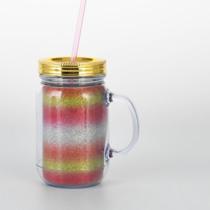 Colorido <span class=keywords><strong>para</strong></span> al por mayor parte comida de plástico <span class=keywords><strong>seguro</strong></span> 20oz tarros de mason con asas - Product Image 2