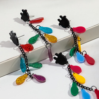 Boucles d'oreilles pendantes tendance en acrylique pour femme, motif lumières de Noël punk colorées, style exagéré, vente en gros FS