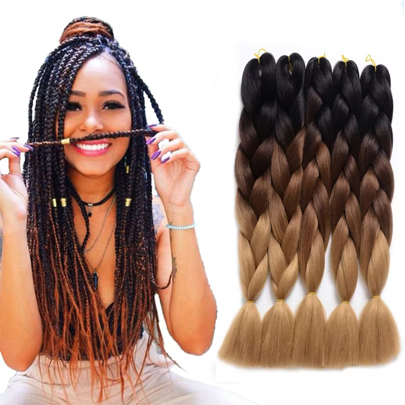 Hot selling yaki Jumbo Ombre Braiding Hair Wholesale 100g African Crochet Braids Hair 24 inch Synthetic braiding Hair Extensions