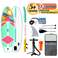 Planche à pagaie gonflable artistique de 9'6'' pour adolescents, SUP coloré léger pour filles, épaisseur de 15 cm, planche stable pour la pratique de la planche à pagaie debout