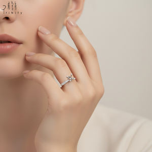 Bague semi-montée en or blanc massif 18 carats avec diamant naturel solitaire, design tendance de haute qualité, pour alliance de mariage féminine - Product Image 6