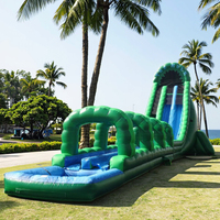 Grand toboggan aquatique gonflable vert avec piscine, toboggan aquatique commercial pour adultes et enfants