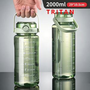 ขวดน้ำกีฬา Tritan ขนาด 2000 มล. พร้อมหลอดดูด ปลอดสาร BPA ความจุขนาดใหญ่ ป้องกันการรั่วซึม เหมาะสำหรับการเดินทาง ออกกำลังกาย เดินป่า ตั้งแคมป์ สำหรับผู้ใหญ่ - Product Image 6