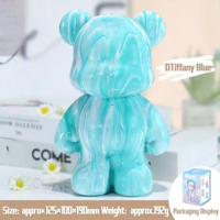 Sculpture en résine d'ours vierge pour peinture fluide et conception personnalisée, jouet artistique DIY sur toile |   Figurine de décoration d'intérieur minimaliste moderne