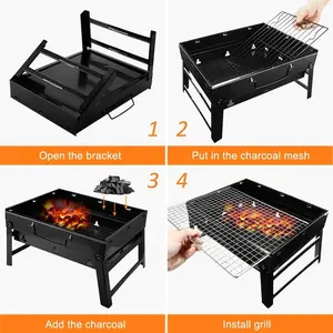 E-commerce Stores Tabletop Stainless Steel Stove Outdoor Portable BBQ Camping Charcoal Grill Fold-able Folding Coal Grill