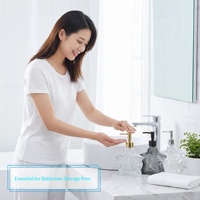 Distributeur de savon désinfectant pour les mains en verre transparent en forme d'étoile de mer, scellé par pompe, pour hôtels (bouteilles vides pour shampoing et gel douche)