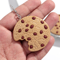 Pendientes de Resina con Forma de Galleta de Chocolate Redonda Mordida, Joyería Divertida para Fiestas, Pendientes de Plástico con Forma de Galleta de Frijol Rojo, Juguete de Comida, 2026