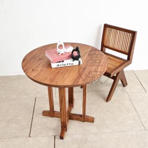 โต๊ะอาหารไม้เนื้อแข็งทรงกลมขนาดเล็ก ซีรีส์ นากาจิมะ จอร์จ สไตล์ วาบิ ซาบิ สำหรับบ้าน คาเฟ่ ห้องอาหาร โต๊ะวินเทจ - Product Image 3