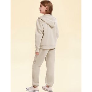 Girls <b>Boys</b> Fleece Sweatsuit 2 Piece Jogger Set Zip <b>Up</b> Hooded Sweatshirt And Sweatpants With Pockets Lightweight Casual Wear - Product Image 5