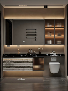 Luxury Modern Bathroom Cabinet Combo Toilet <strong>Side</strong> Shelf Extension Board Vanity <strong>Unit</strong> Custom Wash Basin Cabinet for Bathroom - Product Image 3