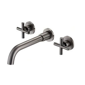 Grifo de lavabo moderno oculto de latón, mezclador de lavabo dividido con doble manija y grifos giratorios para baño - Product Image 1