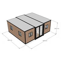 Casa Contenedor Prefabricada con Estructura de Acero, Móvil, Expandible, con Ventana de Vidrio de Piso a Techo