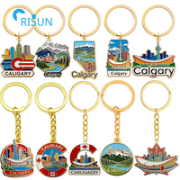 Cadeaux souvenirs de voyage personnalisés Canada Calgary Drapeau Carte Porte-clés Personnalisé Calgary